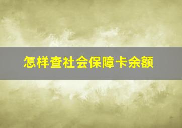 怎样查社会保障卡余额