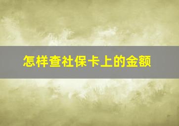 怎样查社保卡上的金额