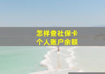 怎样查社保卡个人账户余额