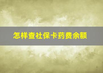 怎样查社保卡药费余额