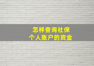 怎样查询社保个人账户的资金