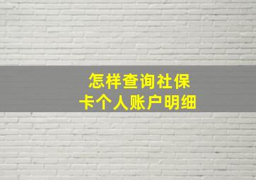 怎样查询社保卡个人账户明细