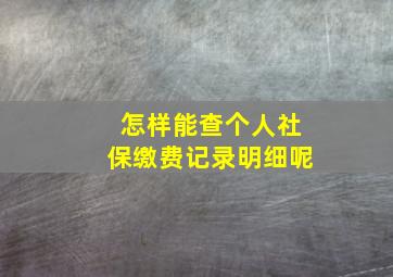 怎样能查个人社保缴费记录明细呢