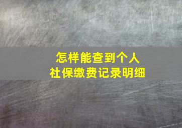 怎样能查到个人社保缴费记录明细