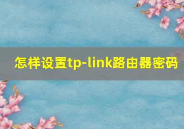 怎样设置tp-link路由器密码