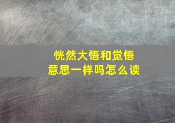 恍然大悟和觉悟意思一样吗怎么读