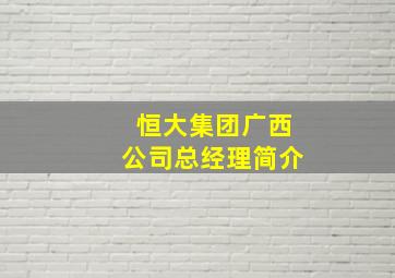 恒大集团广西公司总经理简介