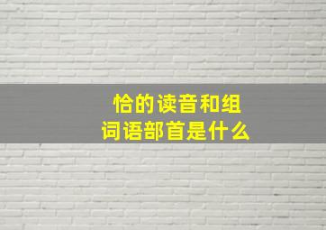 恰的读音和组词语部首是什么