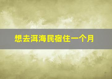 想去洱海民宿住一个月