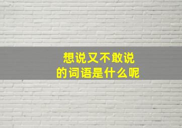 想说又不敢说的词语是什么呢