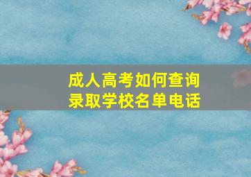 成人高考如何查询录取学校名单电话