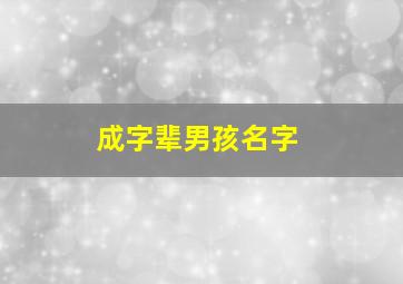 成字辈男孩名字