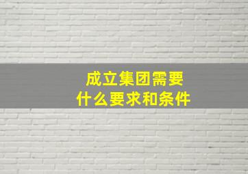 成立集团需要什么要求和条件