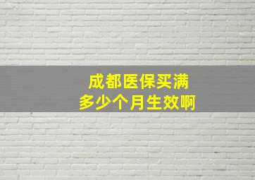 成都医保买满多少个月生效啊