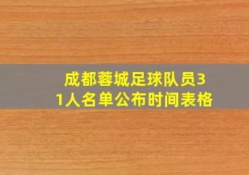 成都蓉城足球队员31人名单公布时间表格