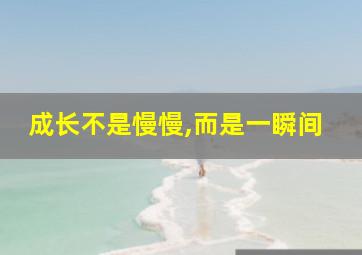 成长不是慢慢,而是一瞬间