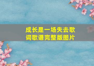 成长是一场失去歌词歌谱完整版图片