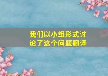 我们以小组形式讨论了这个问题翻译