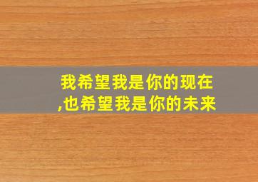 我希望我是你的现在,也希望我是你的未来