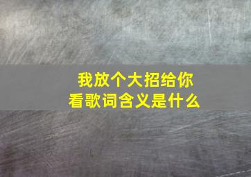 我放个大招给你看歌词含义是什么