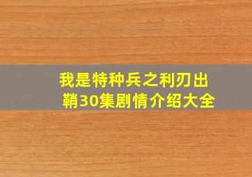 我是特种兵之利刃出鞘30集剧情介绍大全