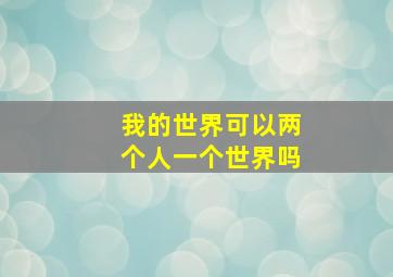 我的世界可以两个人一个世界吗