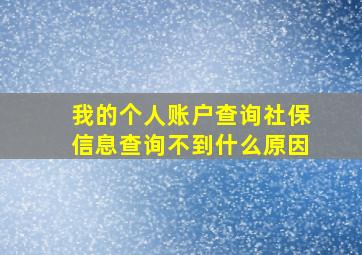 我的个人账户查询社保信息查询不到什么原因