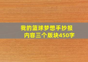 我的篮球梦想手抄报内容三个版块450字