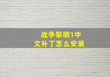 战争黎明1中文补丁怎么安装