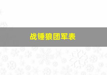 战锤狼团军表