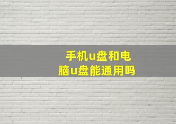 手机u盘和电脑u盘能通用吗