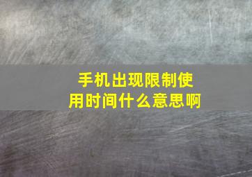 手机出现限制使用时间什么意思啊