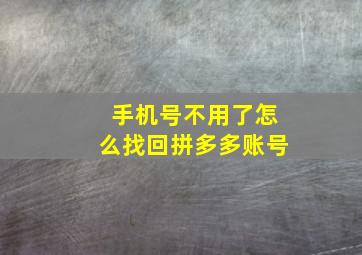 手机号不用了怎么找回拼多多账号