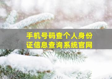 手机号码查个人身份证信息查询系统官网