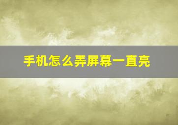 手机怎么弄屏幕一直亮