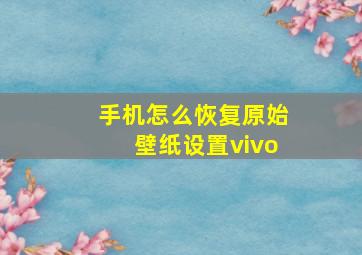 手机怎么恢复原始壁纸设置vivo