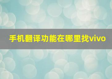 手机翻译功能在哪里找vivo