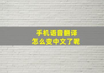 手机语音翻译怎么变中文了呢