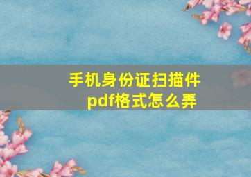 手机身份证扫描件pdf格式怎么弄