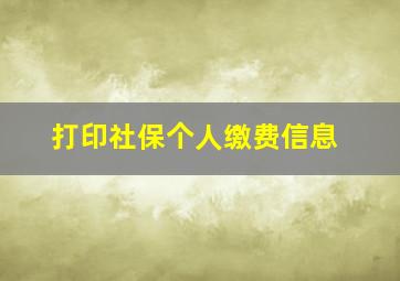 打印社保个人缴费信息