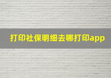 打印社保明细去哪打印app