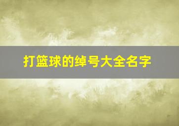 打篮球的绰号大全名字