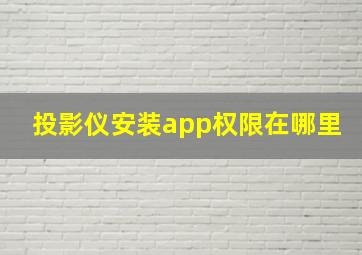 投影仪安装app权限在哪里