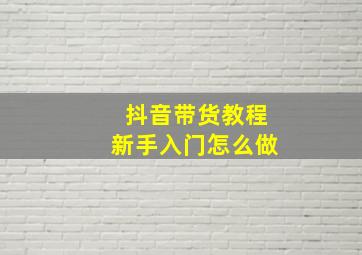 抖音带货教程新手入门怎么做