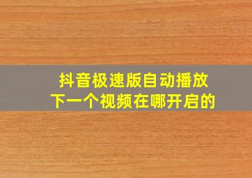 抖音极速版自动播放下一个视频在哪开启的