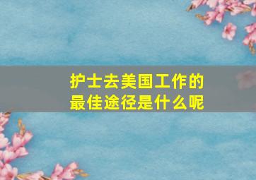 护士去美国工作的最佳途径是什么呢