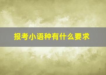 报考小语种有什么要求