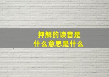 押解的读音是什么意思是什么