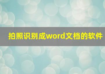 拍照识别成word文档的软件