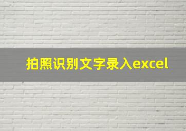 拍照识别文字录入excel